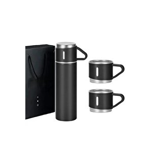 Paslanmaz Çelik Termos Renkli 3 Bardaklı 500 Ml Kutulu Set