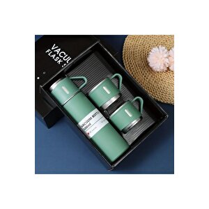 Paslanmaz Çelik Termos Renkli 3 Bardaklı 500 Ml Kutulu Set