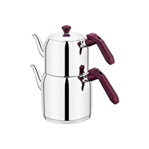 Gala Inox Mor Kulp Orta Boy Çaydanlık Takımı 122