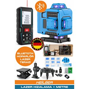 Ba01068m 2'si 1 Arada Lazer Seti | 70m Ölçüm Cihazı + 16 Çizgili 360° 4 Köşe Lazer Hizalama | Şarjlı – Pro Seri