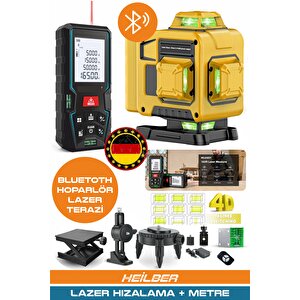 Ba01068s 2'si 1 Arada Lazer Seti | 70m Ölçüm Cihazı + 16 Çizgili 360° 4 Köşe Lazer Hizalama | Şarjlı – Pro Seri