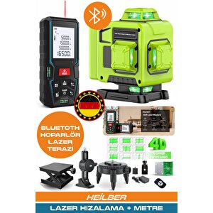 Ba01068y 2'si 1 Arada Lazer Seti | 70m Ölçüm Cihazı + 16 Çizgili 360° 4 Köşe Lazer Hizalama | Şarjlı – Pro Seri