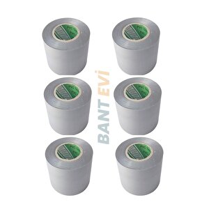 Gri Pvc Bant Geniş 6 Adet 10cmx25mt Gri İzole Bandı