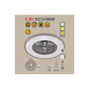Yıldız Kumandalı Led Tavan Vantilatörü Ct-3011