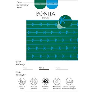 Bonita Yeşil Halı Fiyonklu Çocuk Halısı Yıkanabilir Bebek Halısı Yumuşak Doku İpeksi Halı 80x150 cm