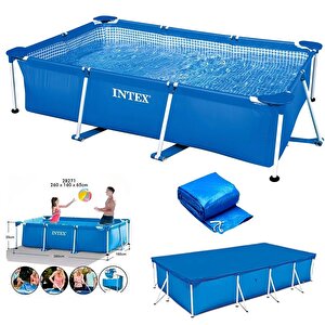 İntex 28272 Dikdörtgen Prefabrik Havuz 300x200x75cm Örtü Set