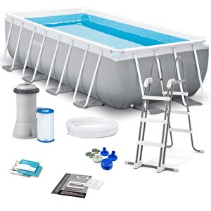 İntex 26788 Büyük Prefabrik Aile Havuzu 400x200x100cm Merdiven+filtre Set