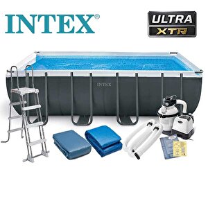 İntex 26356np Ultra Xtr Dikdörtgen Prefabrik Aile Havuzu 549x274x132cm Merdiven+filtre+örtü Set