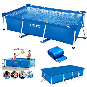 İntex 28271 Dikdörtgen Prefabrik Aile Havuzu 260x160x65cm Örtü Dahil Set