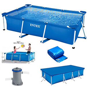 İntex 28271 Dikdörtgen Prefabrik Havuz 260x160x65cm Filtre+örtü Set