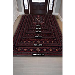 Homshtag Gotik Yılan Temalı Halı Kırmızı Siyah Renkli Oturma Odası Halısı Yılan Figürlü Halı