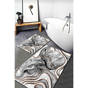 Banyo Paspas Takımı 2'li Set Kaymaz Tabanlı Yıkanabilir Bb-114