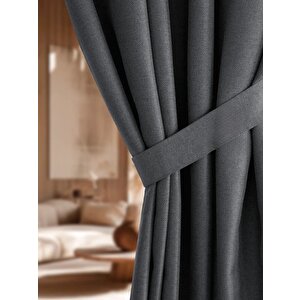 Deste Keten Karartma Fon Perde Antrasit Pilesiz 100x265 cm