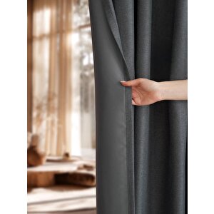 Deste Keten Karartma Fon Perde Antrasit Pilesiz