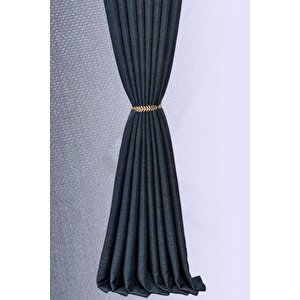 Deste Keten Karartma Fon Perde Lacivert Pilesiz 450x250 cm