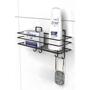 Siyah Güçlü Yapışkanlı Kancalı Banyo Ve Mutfak Rafı Düzenleyici