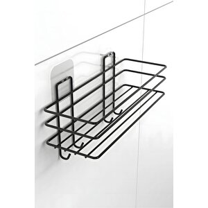 Siyah Güçlü Yapışkanlı Kancalı Banyo Ve Mutfak Rafı Düzenleyici