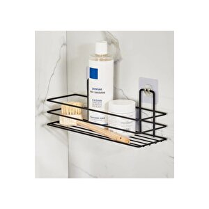 Siyah Yapışkanlı Çok Amaçlı Banyo Düzenleyici Rafı Duş Organizeri Mutfak Rafı