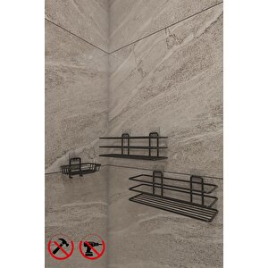 Yapışkanlı Kancalı 2 Adet Düzenleyıcı Rafı Mat Ve Katı Sabunluk Ve Bulaşık Süngerlik Düzenleyici