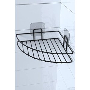 Siyah Yapışkanlı Banyo Köşeliği Banyo Rafı Şampuanlık