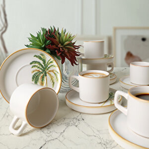 Bronze Palmiye Stackable Çay Takımı 12 Parça 6 Kişilik 22902-03