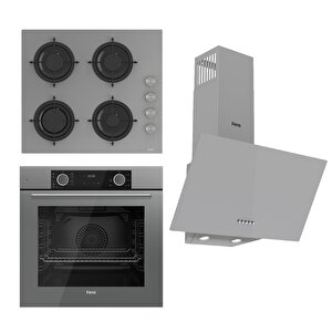 Fryart Ss Serisi Gri Set (cs208 + Xe63cpr +d088 ) - Emaye Izgara