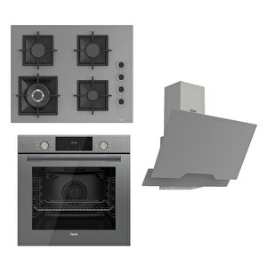 Flameart Sc Serisi Gri Set (sc408-wfa + Qms63cpr +d065 ) - 65 Cm'lik Kare Döküm Izgara-wok