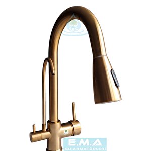 Aritmali Uzayan Spi̇ralli̇  Tüm Aritma Ci̇hazlarina Uyumlu Mutfak Evye Bataryasi Mat Gold