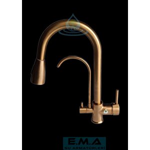 Aritmali Uzayan Spi̇ralli̇  Tüm Aritma Ci̇hazlarina Uyumlu Mutfak Evye Bataryasi Mat Gold