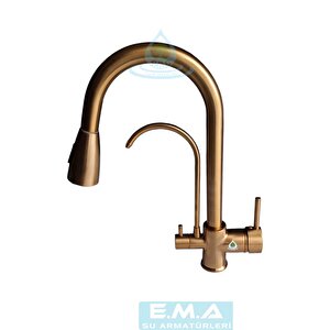 Aritmali Uzayan Spi̇ralli̇  Tüm Aritma Ci̇hazlarina Uyumlu Mutfak Evye Bataryasi Mat Gold