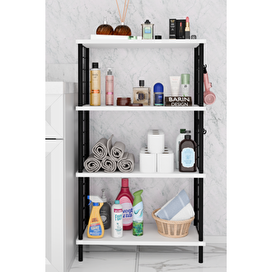 Çevir Kur Kolay Kurulum 4 Katlı Banyo Rafı | Metal Telli Çok Amaçlı Organizer Dolap Stand Raf Beyaz