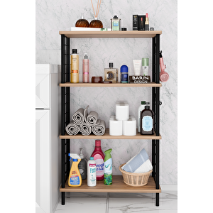 Çevir Kur Kolay Kurulum 4 Katlı Banyo Rafı | Metal Telli Çok Amaçlı Organizer Dolap Stand Raf Atlantik Çam