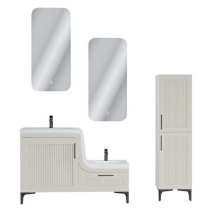 Lotus Lake Kapaklı Boy Dolaplı Mdf Banyo Dolabı 115 Cm Krem
