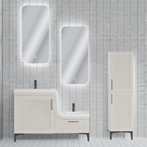 Lotus Lake Kapaklı Boy Dolaplı Mdf Banyo Dolabı 115 Cm Krem