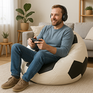 Xl Büyük Boy Futbol Topu Puf Armut Koltuk Suni̇ Deri̇