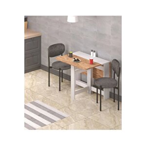 90×110cm Atlantik Çam Pratik Katlanır Oval Köşeli Mutfak Yemek Çalışma Masası 6 Kişilik %100 Mdf