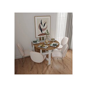 145x90cm Atlantik Çam Pratik Katlanır Açılır Kapanır Yuvarlak Mutfak Yemek Çalışma Masası %100 Mdf