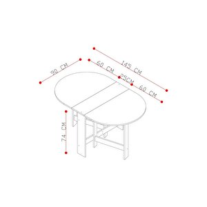 Reyo 145x90cm Atlantik Çam Pratik Katlanır Açılır Kapanır Yuvarlak Mutfak Yemek Çalışma Masası %100 Mdf