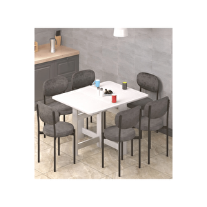 Reyo 90×110cm Beyaz Pratik Katlanır Oval Köşeli Mutfak Yemek Çalışma Masası 6 Kişilik %100 Mdf