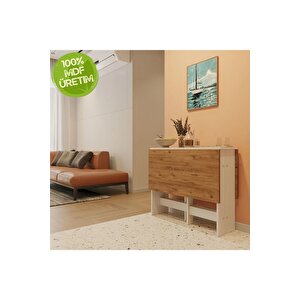 90×110cm Atlantik Çam Pratik Katlanır Mutfak Yemek Çalışma Masası 6 Kişilik %100 Mdf