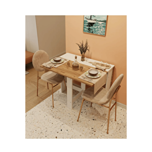 90×110cm Atlantik Çam Pratik Katlanır Mutfak Yemek Çalışma Masası 6 Kişilik %100 Mdf