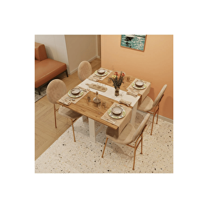 90×110cm Atlantik Çam Pratik Katlanır Mutfak Yemek Çalışma Masası 6 Kişilik %100 Mdf