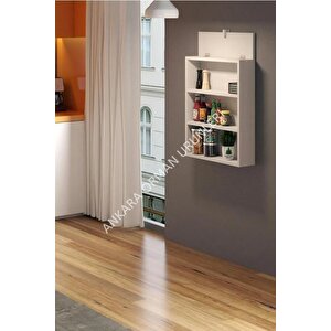 Reyo 90x60 Cm Mdf Özel Tasarım Duvara Monte Katlanır Duvara Monte Raflı Masa Beyaz