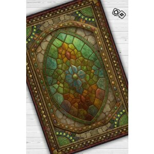 Ammolite Taşı Halısı Yeşil Renk Enerji Taşı Figürlü Halı Spiritüel Temalı Modern Halı 120x180 cm