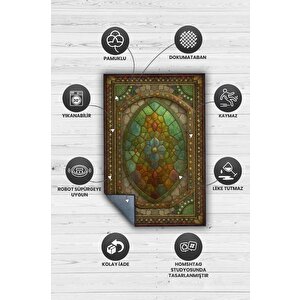 Homshtag Ammolite Taşı Halısı Yeşil Renk Enerji Taşı Figürlü Halı Spiritüel Temalı Modern Halı