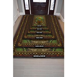 Homshtag Ammolite Taşı Halısı Yeşil Renk Enerji Taşı Figürlü Halı Spiritüel Temalı Modern Halı