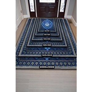 Homshtag Mavi Yer Cücesi Temalı Halı Mavi Renkli Etnik Oturma Odası Halısı Yer Cücesi Figürlü Halı