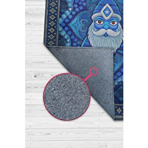 Mavi Yer Cücesi Temalı Halı Mavi Renkli Etnik Oturma Odası Halısı Yer Cücesi Figürlü Halı 160x240 cm