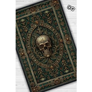 Gotik Cadı Ormanı Temalı Halı Koyu Renkli Retro Oturma Odası Halısı Kuru Kafalı Halı 80x120 cm