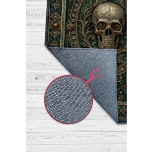 Gotik Cadı Ormanı Temalı Halı Koyu Renkli Retro Oturma Odası Halısı Kuru Kafalı Halı 80x120 cm